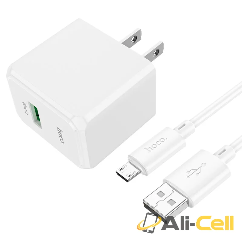 Wall charger “CS12 Ocean” QC3.0 US cable set (Cs12 Set Usb Musb White, Set With Micro Usb Cable)