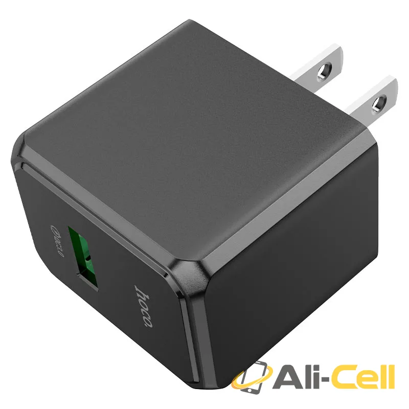Wall charger “CS12 Ocean” QC3.0 US cable set (Cs12 Black, Single)