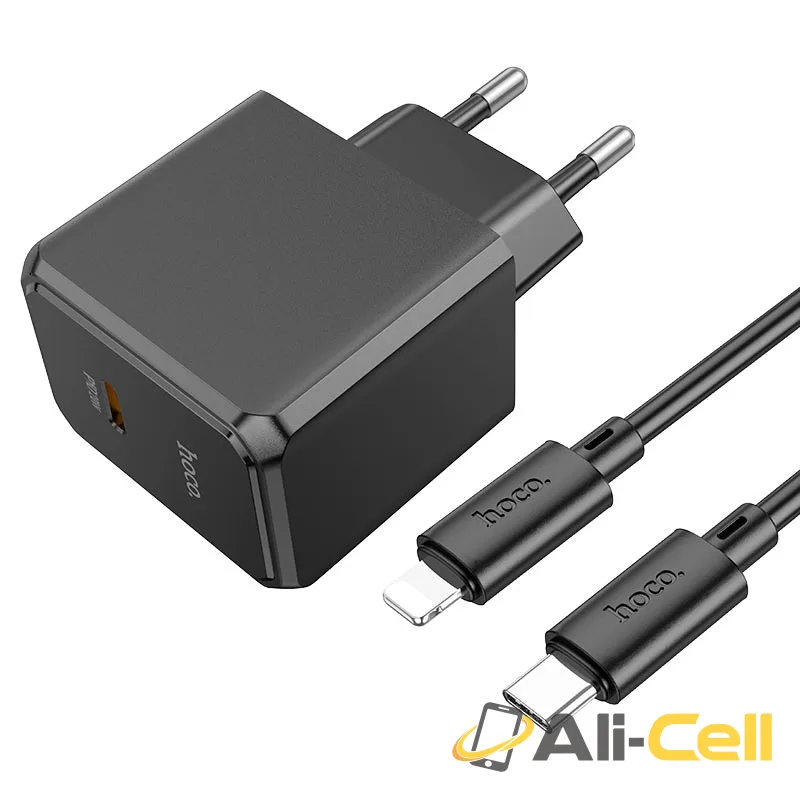 Wall charger “CS13A Ocean” PD20W EU cable set (Cs13a Set Tc Ltn Black, Set With Type C To Lightning Cable)
