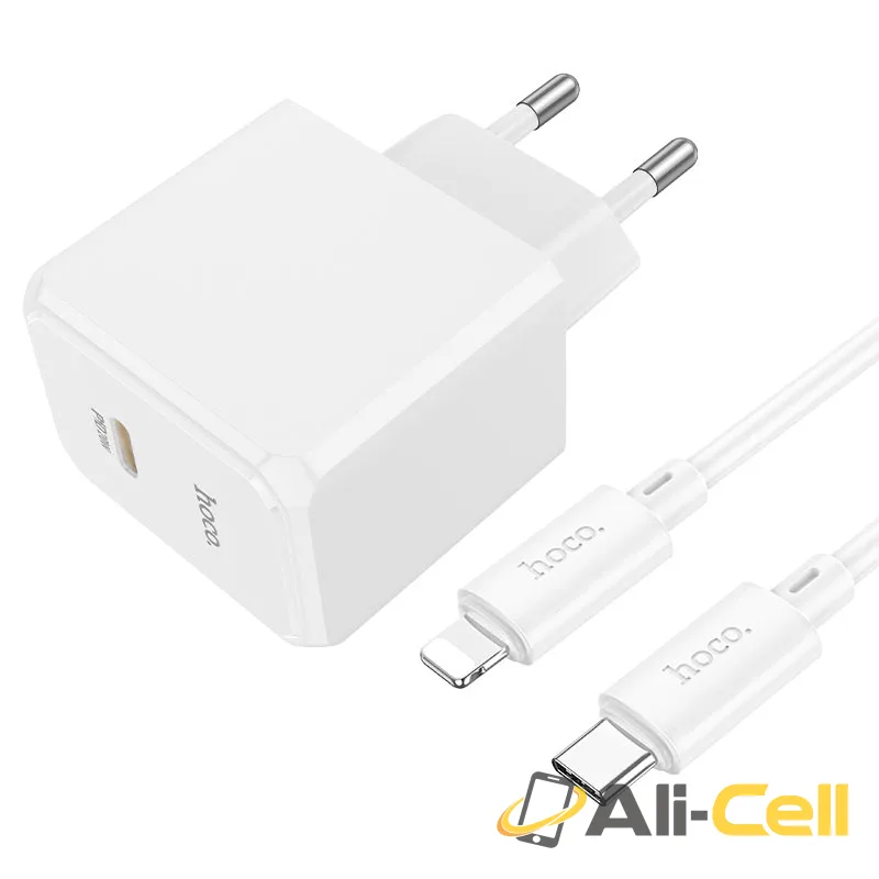 Wall charger “CS13A Ocean” PD20W EU cable set (Cs13a Set Tc Ltn White, Set With Type C To Lightning Cable)