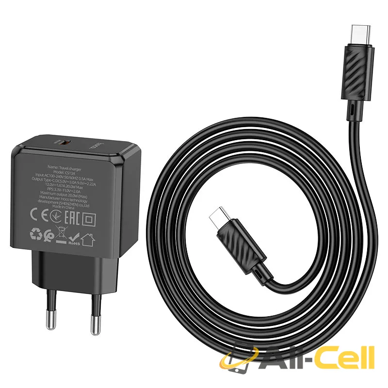 Wall charger “CS13A Ocean” PD20W EU cable set (Cs13a Set Tc Ltn White, Set With Type C To Lightning Cable) — 5