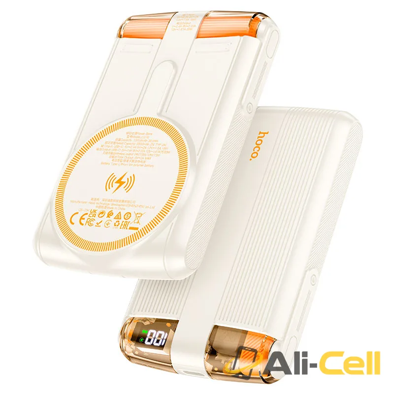 Power bank “J127B Mecha” PD20W + QC3.0 wireless charging 10000mAh (J127b Milky White)