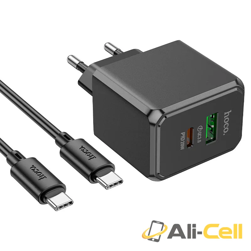 Wall charger “CS14A Ocean” PD20W + QC3.0 EU cable set (Cs14a Black, Single) — 6