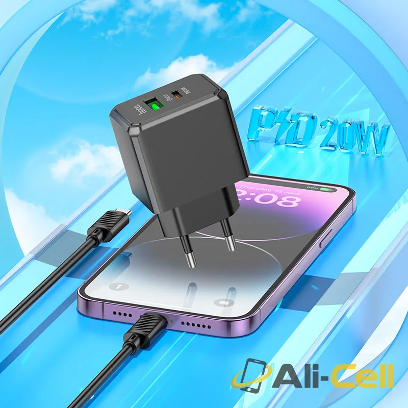 Wall charger “CS14A Ocean” PD20W + QC3.0 EU cable set (Cs14a Black, Single) — 8