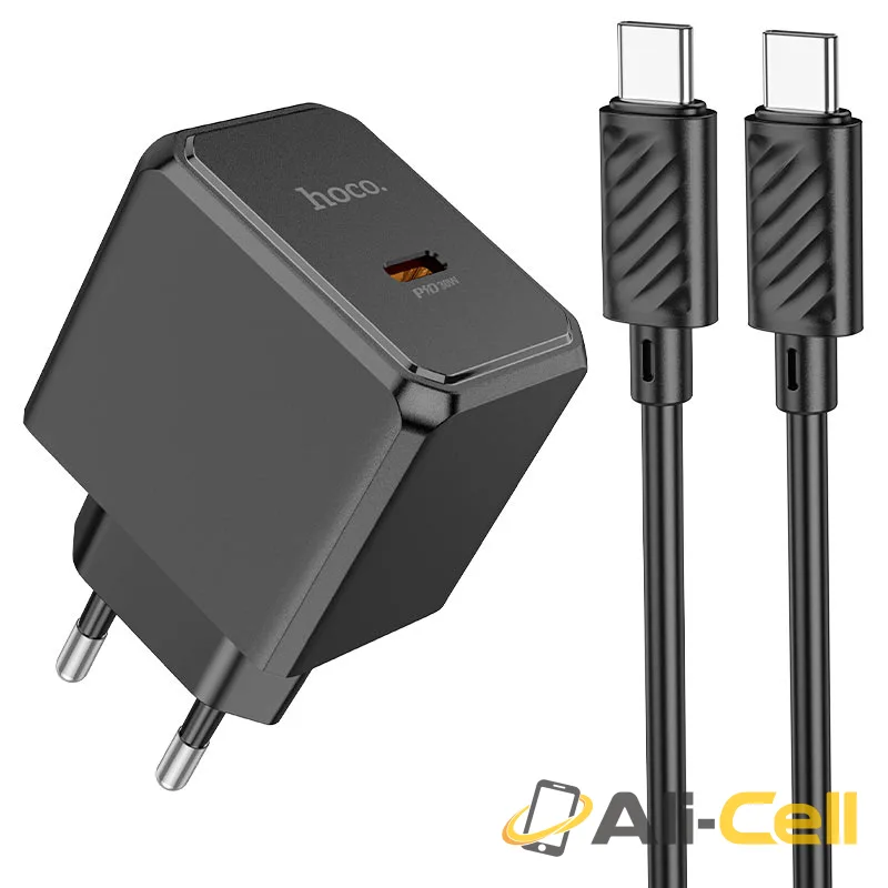 Wall charger “CS15A Ocean” PD30W EU cable set (Cs15a Set Tc Tc Black, Set With Type C To Type C Cable)