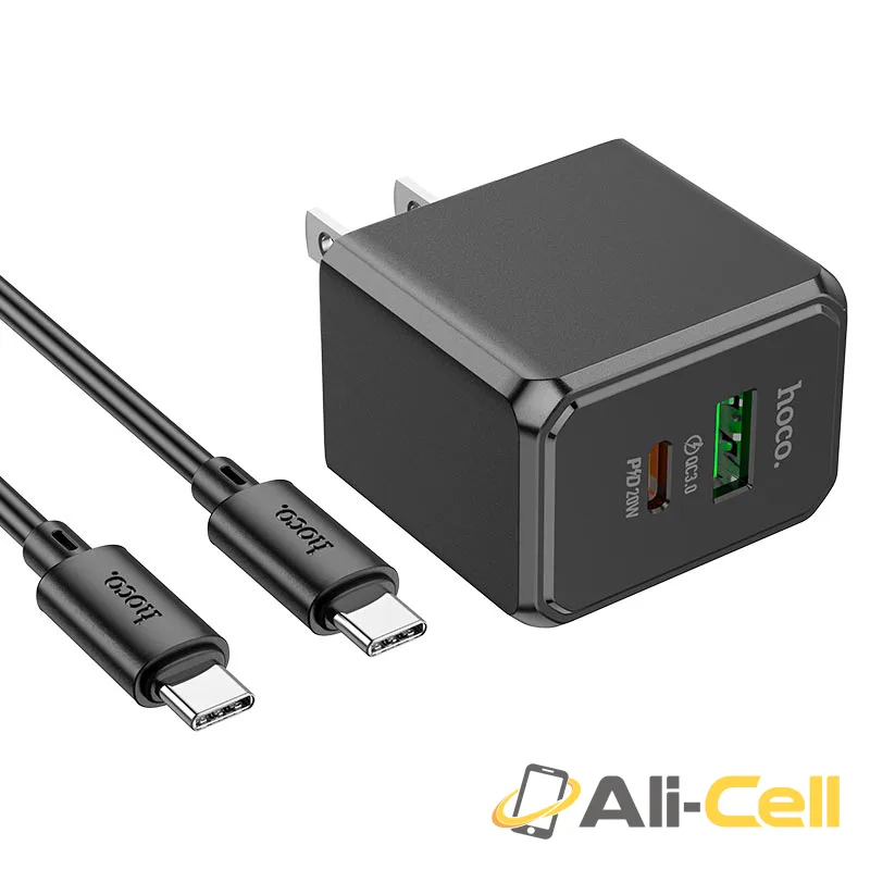 Wall charger “CS14 Ocean” PD20W + QC3.0 US cable set (Cs14 Set Tc Tc Black, Set With Type C To Type C Cable) — 6