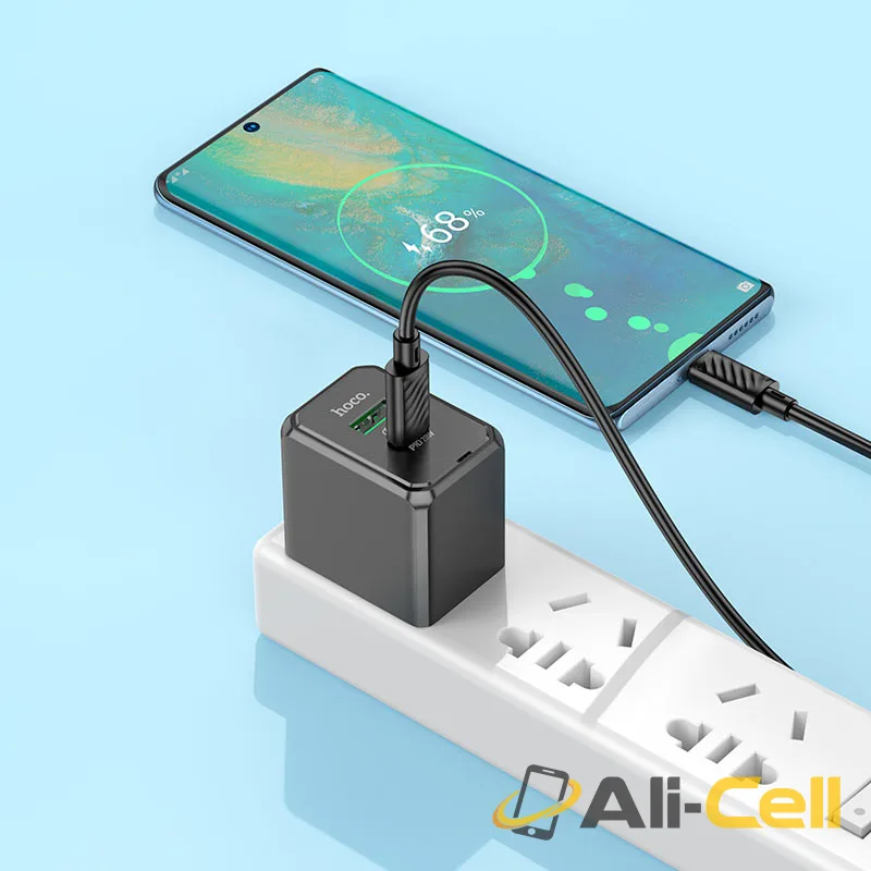 Wall charger “CS14 Ocean” PD20W + QC3.0 US cable set (Cs14 Set Tc Tc Black, Set With Type C To Type C Cable) — 7