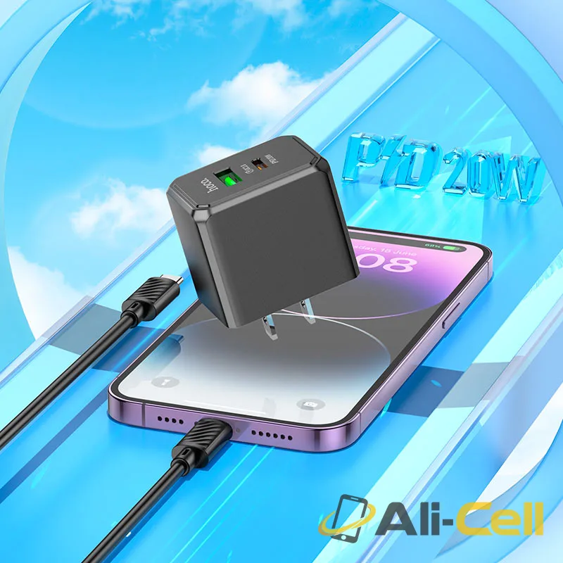 Wall charger “CS14 Ocean” PD20W + QC3.0 US cable set (Cs14 Black, Single) — 8