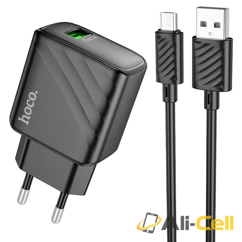 Wall charger “CS21A Rich” QC3.0 EU cable set (Cs21a Set Usb Musb Black, Set With Micro Usb Cable)