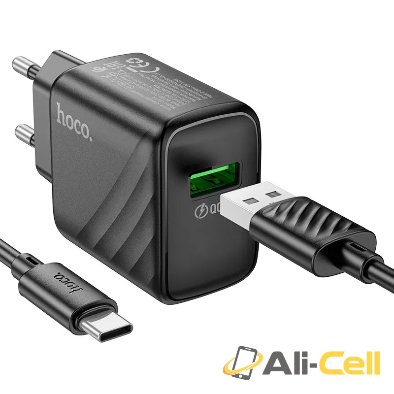Wall charger “CS21A Rich” QC3.0 EU cable set (Cs21a Black, Single) — 5