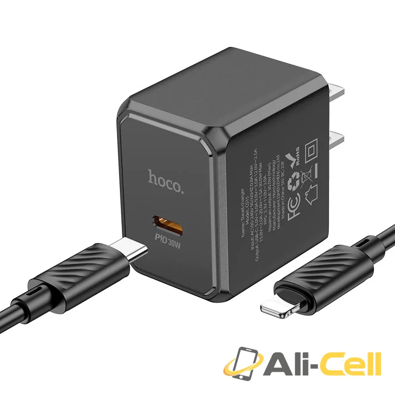 Wall charger “CS15 Ocean” PD30W US cable set (Cs15 Black, Single) — 5