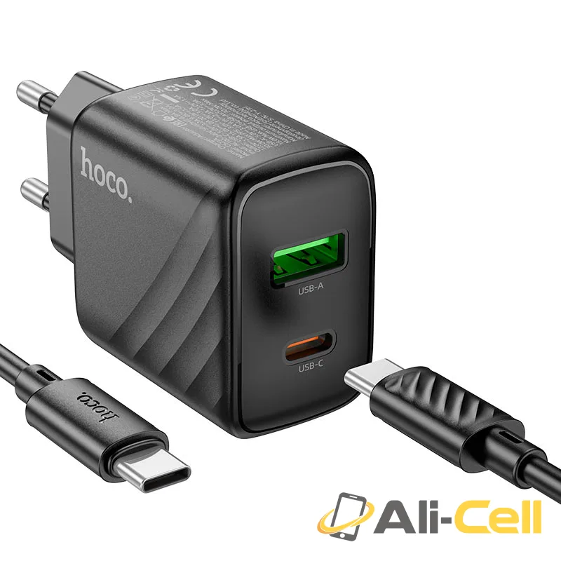 Wall charger “CS23A Sunlight” PD30W + QC3.0 EU cable set (Cs23a Set Tc Tc Black, Set With Type C To Type C Cable) — 5