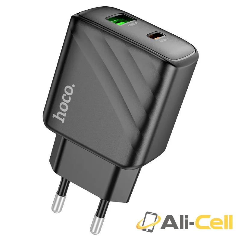 Wall charger “CS23A Sunlight” PD30W + QC3.0 EU cable set (Cs23a Set Tc Ltn Black, Set With Type C To Lightning Cable) — 2
