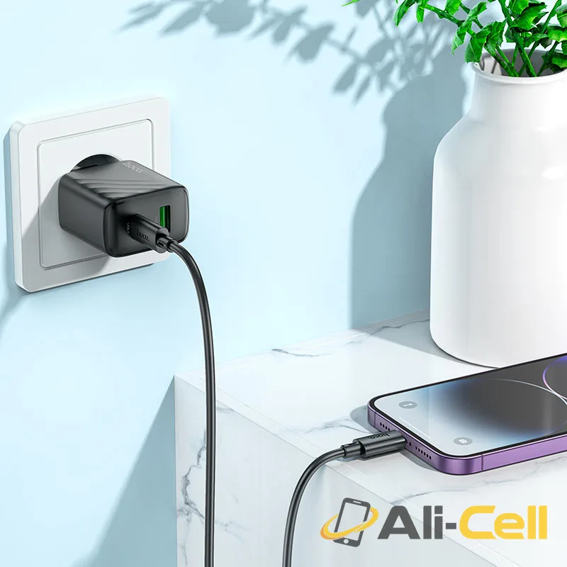 Wall charger “CS23A Sunlight” PD30W + QC3.0 EU cable set (Cs23a Set Tc Ltn Black, Set With Type C To Lightning Cable) — 7