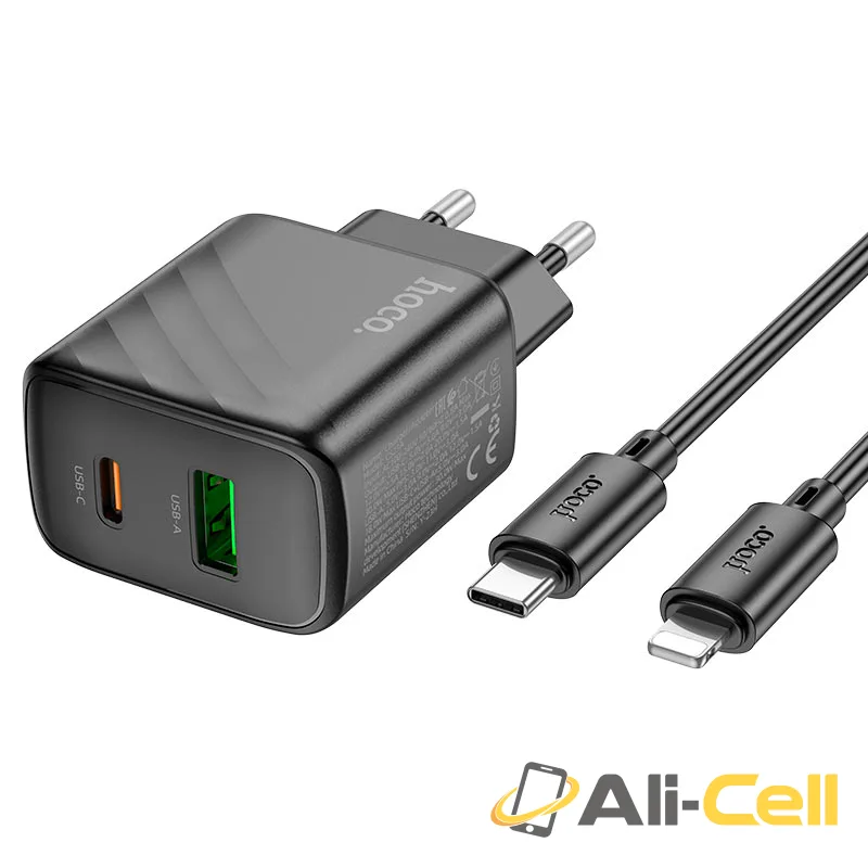 Wall charger “CS23A Sunlight” PD30W + QC3.0 EU cable set (Cs23a Black, Single) — 6