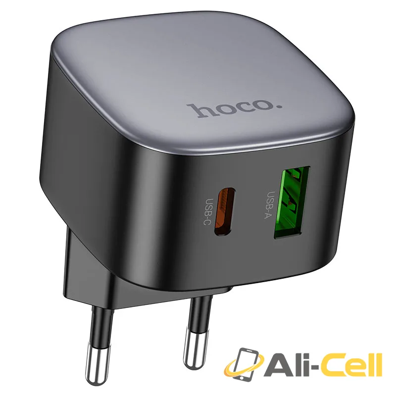 Wall charger “CS32A Rise” PD20W + QC3.0 EU cable set (Cs32a Black, Single) — 2