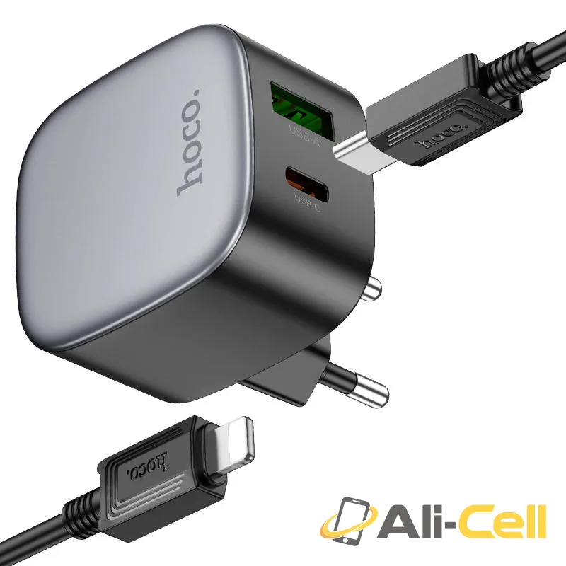 Wall charger “CS32A Rise” PD20W + QC3.0 EU cable set (Cs32a Black, Single) — 6