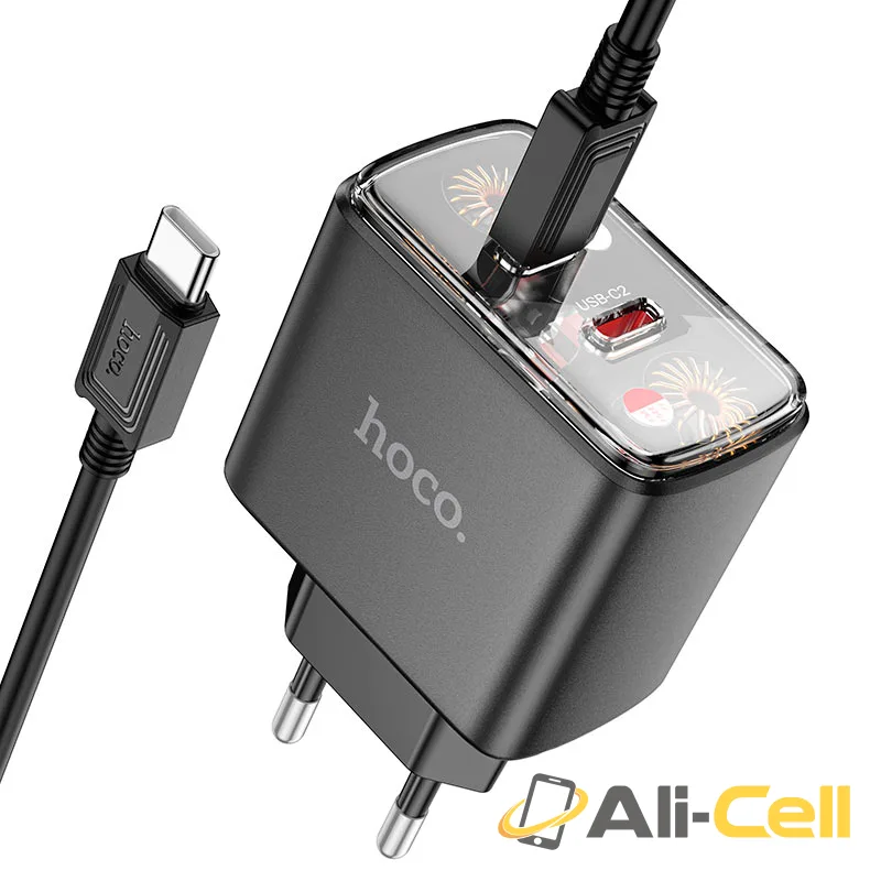 Wall charger “CS43A Smart” PD45W EU cable set (Cs43a Set Tc Tc Black, Set With Type C To Type C Cable)