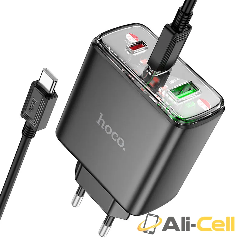 Wall charger “CS44A Smart” PD65W EU cable set (Cs44a Set Tc Tc Black, Set With Type C To Type C Cable)