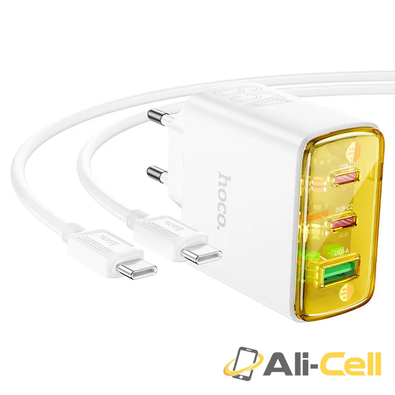 Wall charger “CS44A Smart” PD65W EU cable set (Cs44a White, Single) — 3
