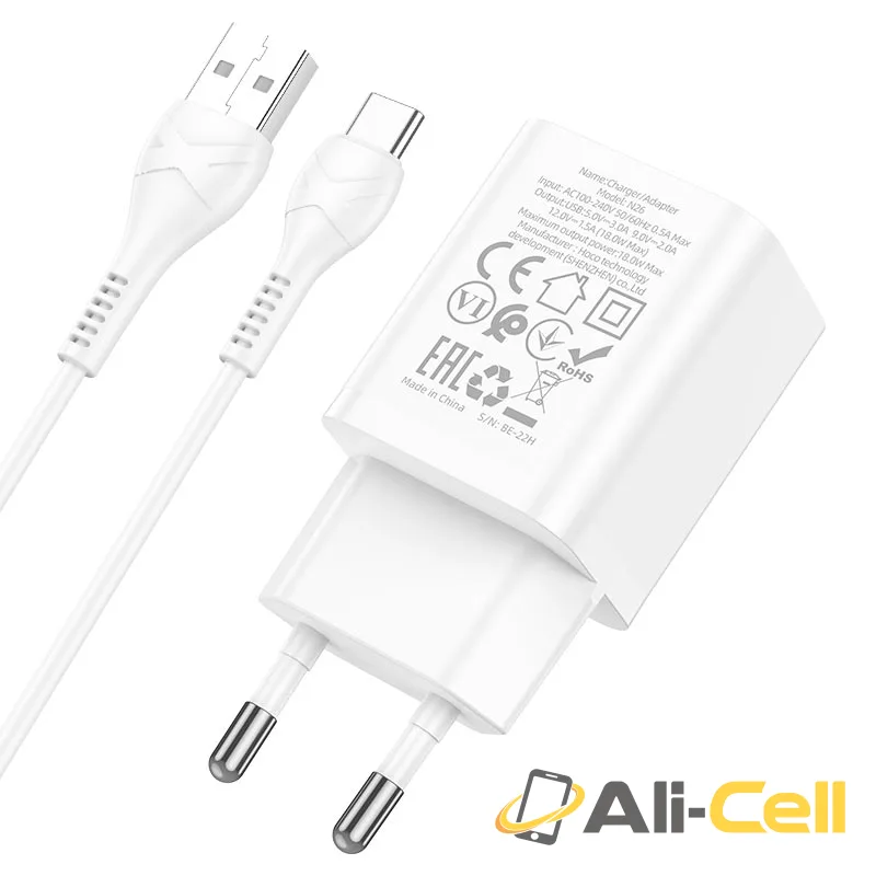 Wall charger “N26 Maxim” QC3.0 EU cable set (N26 Set Usb Tc White, Set With Type C Cable) — 6