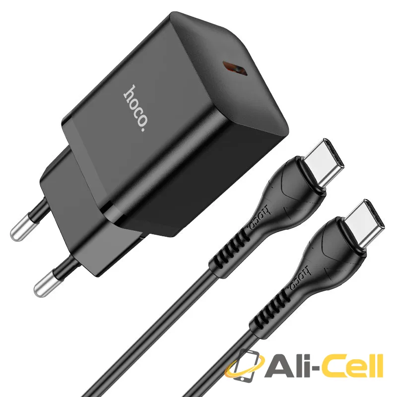 Wall charger “N27 Innovative” PD20W EU cable set (N27 Set Tc Tc Black, Set With Type C To Type C Cable)