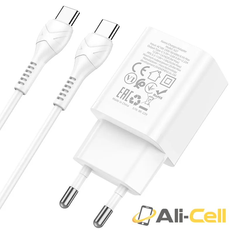 Wall charger “N27 Innovative” PD20W EU cable set (N27 Set Tc Ltn Black, Set With Type C To Lightning Cable) — 5