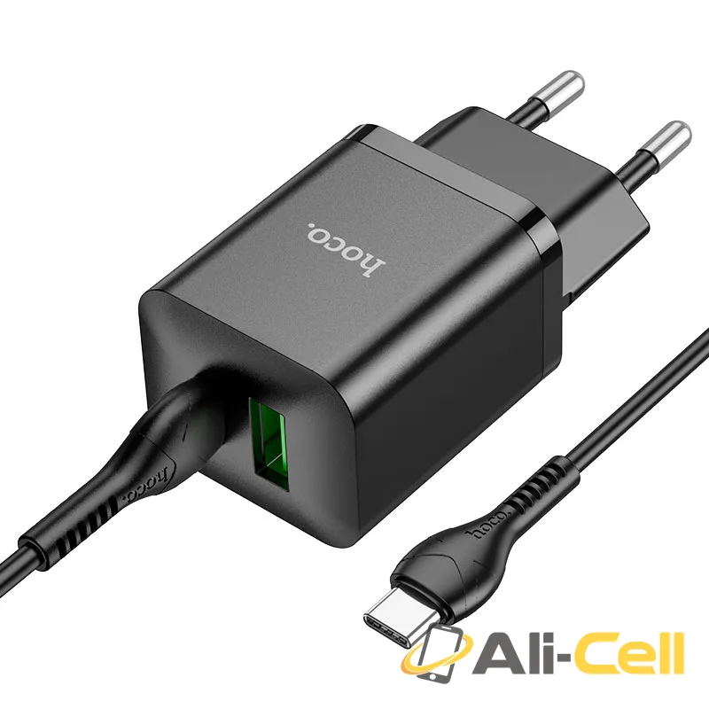Wall charger “N28 Founder” PD20W + QC3.0 EU cable set (N28 Black, Single) — 3