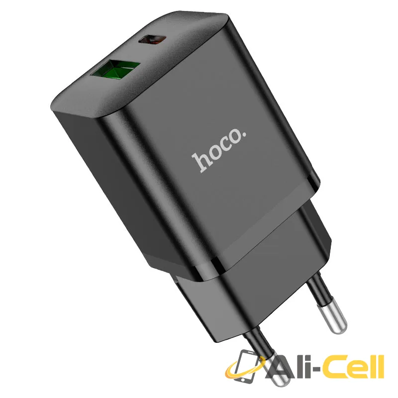 Wall charger “N28 Founder” PD20W + QC3.0 EU cable set (N28 Black, Single) — 5