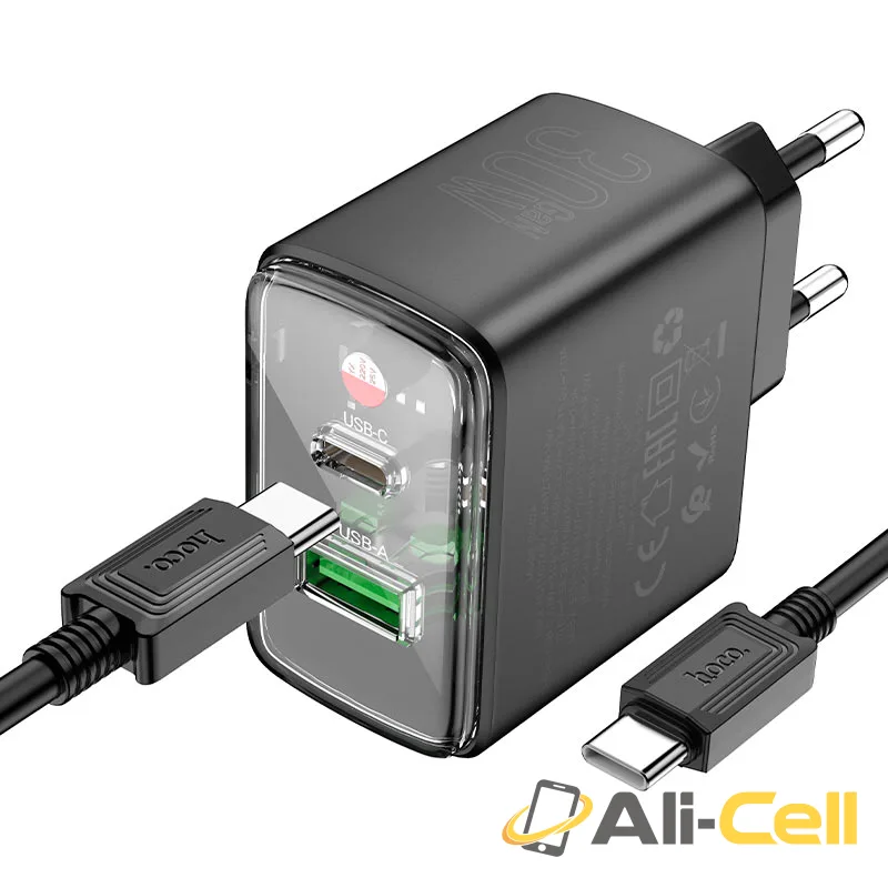 Wall charger “CS42A Smart” PD30W + QC3.0 EU cable set (Cs42a Set Tc Ltn White, Set With Type C To Lightning Cable) — 6