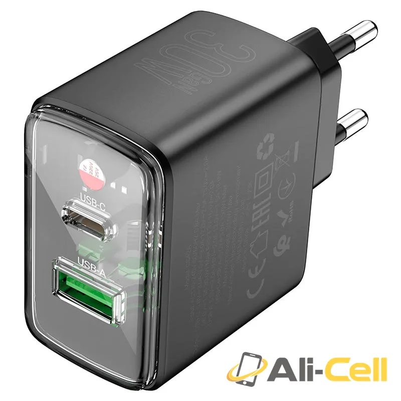 Wall charger “CS42A Smart” PD30W + QC3.0 EU cable set (Cs42a Black, Single) — 4