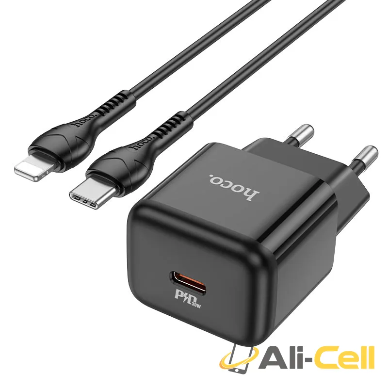 Wall charger “N32 Glory” PD30W EU cable set (N32 Set Tc Ltn Black, Set With Type C To Lightning Cable)