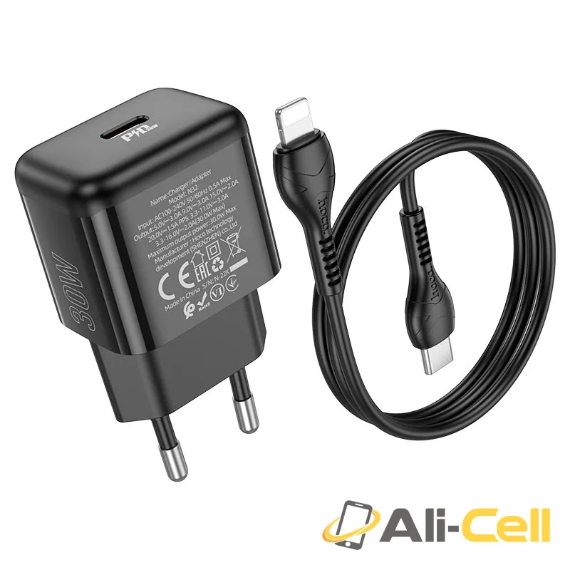Wall charger “N32 Glory” PD30W EU cable set (N32 Set Tc Ltn White, Set With Type C To Lightning Cable) — 4