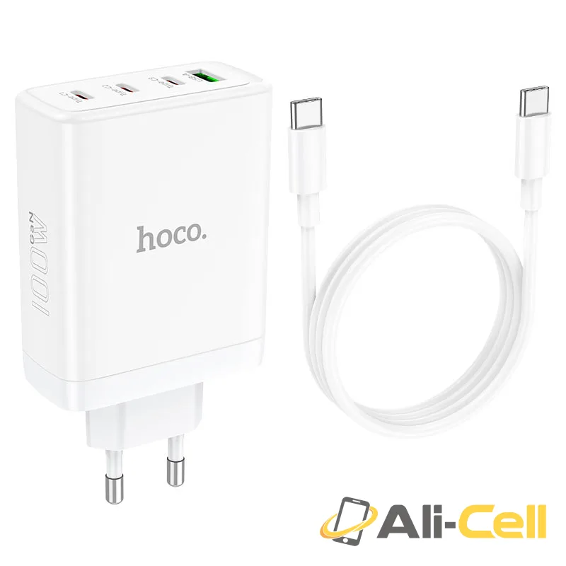 Wall charger “N31 Leader” PD100W + QC3.0 EU cable set (N31 Set Tc Tc White, Set With Type C To Type C Cable) — 4