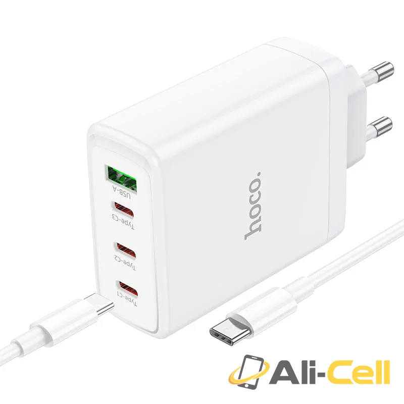 Wall charger “N31 Leader” PD100W + QC3.0 EU cable set (N31 White, Single) — 3
