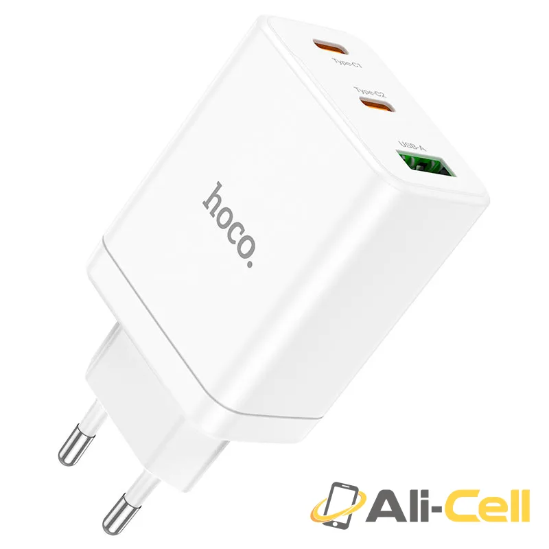 Wall charger “N33 Start” PD35W + QC3.0 EU cable set (N33 Set Tc Tc White, Set With Type C To Type C Cable) — 2
