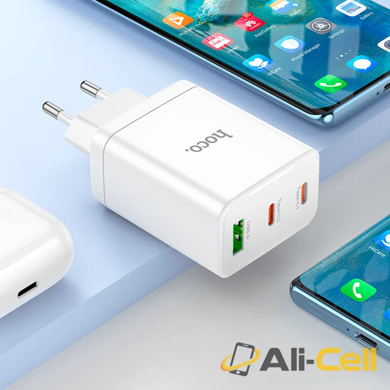 Wall charger “N33 Start” PD35W + QC3.0 EU cable set (N33 Set Tc Ltn White, Set With Type C To Lightning Cable) — 7