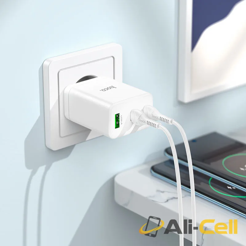 Wall charger “N33 Start” PD35W + QC3.0 EU cable set (N33 Set Tc Ltn White, Set With Type C To Lightning Cable) — 8