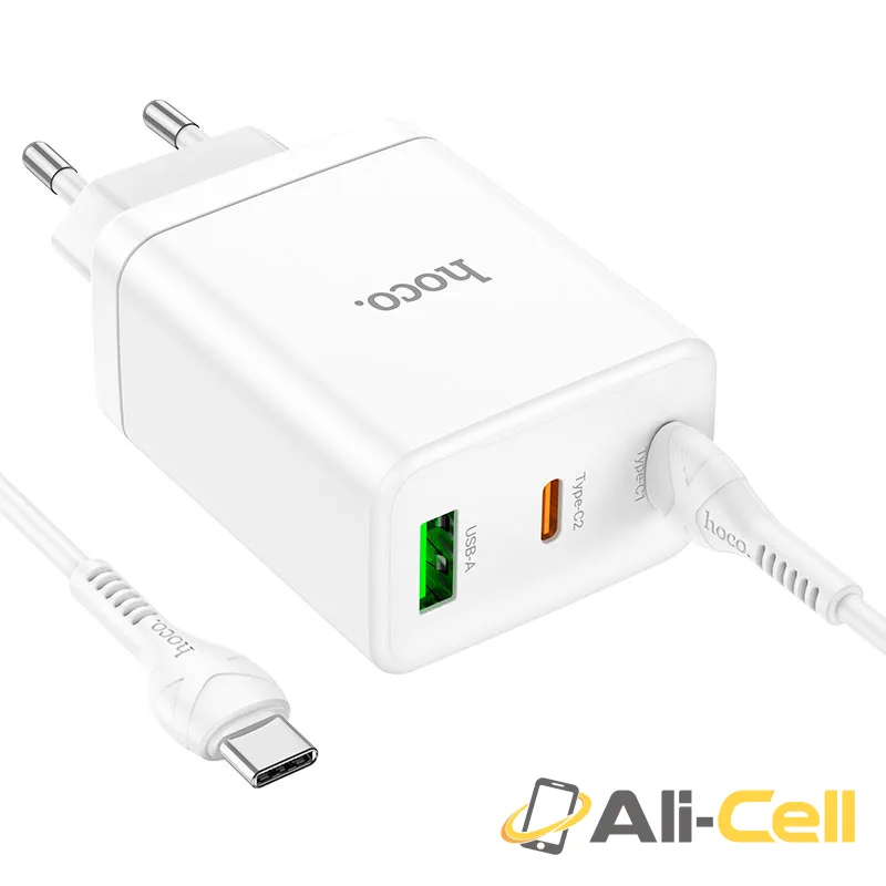Wall charger “N33 Start” PD35W + QC3.0 EU cable set (N33 White, Single) — 3