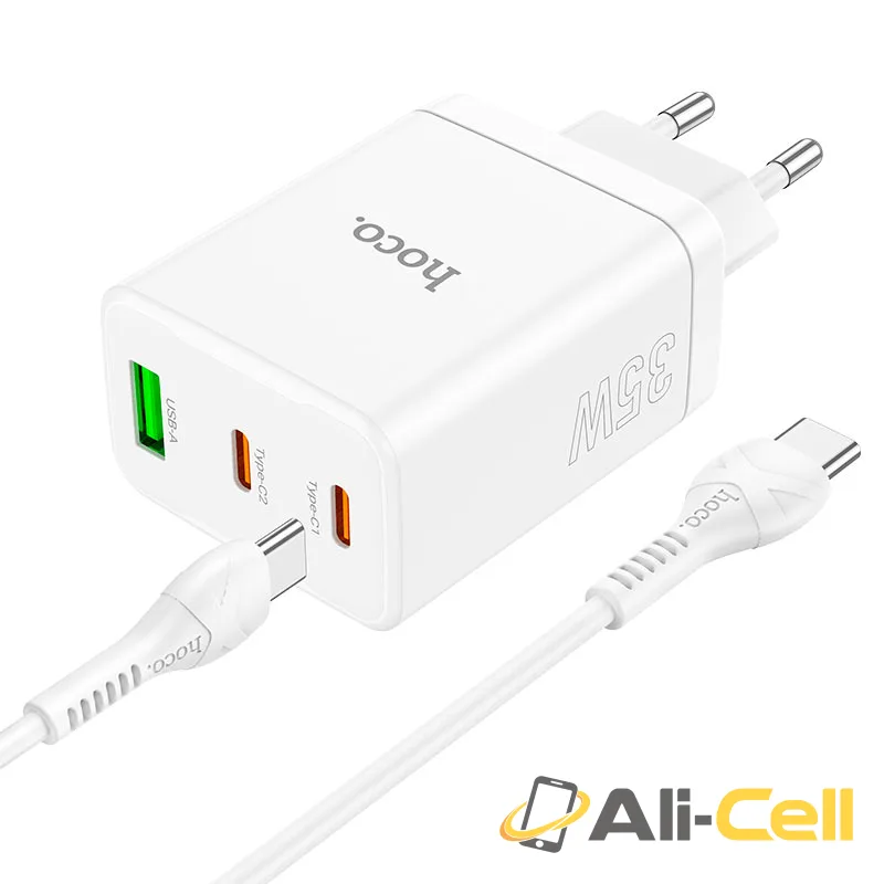 Wall charger “N33 Start” PD35W + QC3.0 EU cable set (N33 White, Single) — 5