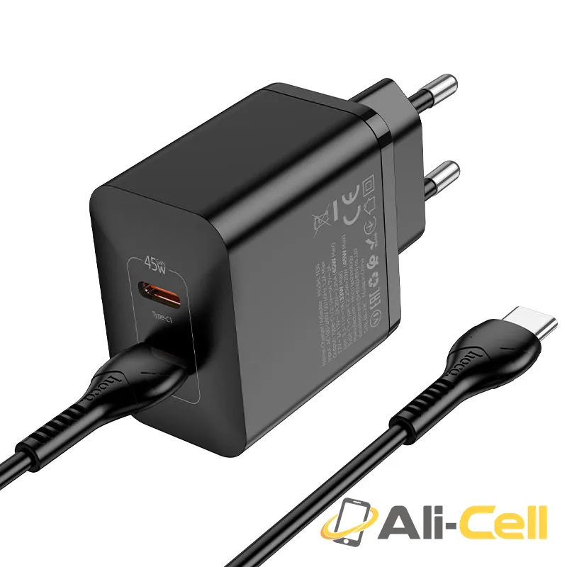 Wall charger “N35 Streamer” PD45W EU cable set (N35 Set Tc Ltn Black, Set With Type C To Lightning Cable) — 3