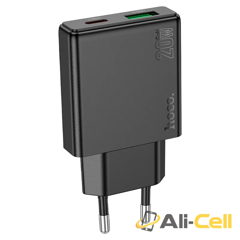 Wall charger “N38 Delgado” PD20W + QC3.0 EU cable set (N38 Black, Single)