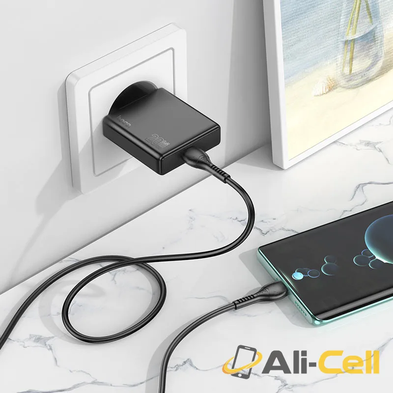 Wall charger “N37 Delgado” PD20W EU cable set (N37 Set Tc Tc Black, Set With Type C To Type C Cable) — 8
