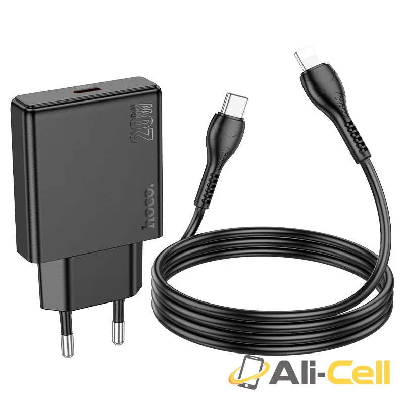 Wall charger “N37 Delgado” PD20W EU cable set (N37 Black, Single) — 4