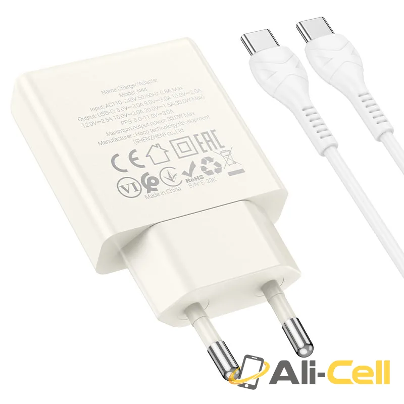 Wall charger “N44 Biscuit” PD30W EU cable set (N44 Set Tc Tc Titanium Blue, Set With Type C To Type C Cable) — 4