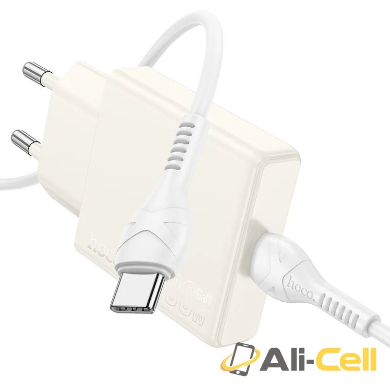 Wall charger “N44 Biscuit” PD30W EU cable set (N44 Set Tc Tc Moonlight White, Set With Type C To Type C Cable)