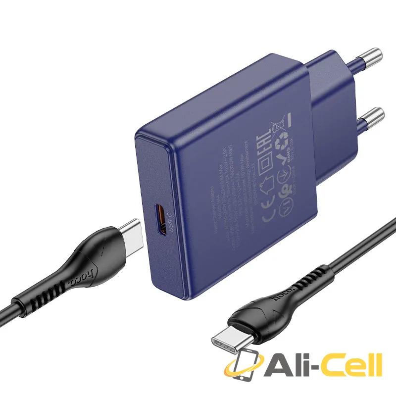 Wall charger “N44 Biscuit” PD30W EU cable set (N44 Titanium Blue, Single) — 3