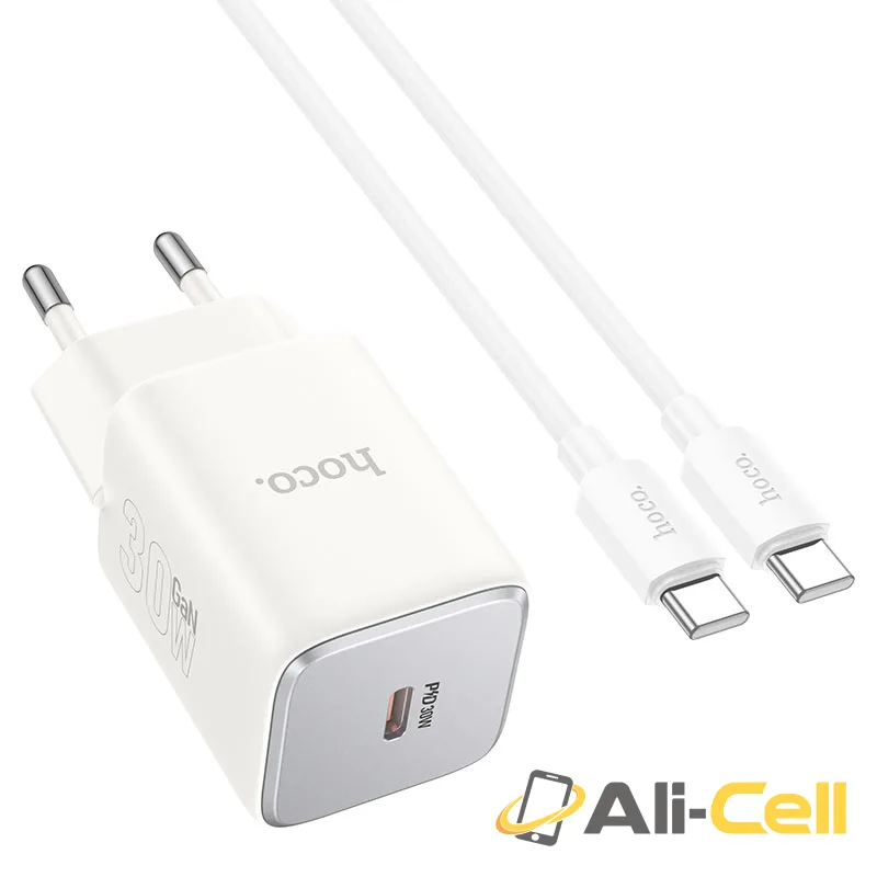 Wall charger “N43 Vista” PD30W EU cable set (N43 Set Tc Tc Moonlight White, Set With Type C To Type C Cable)
