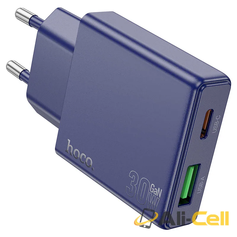 Wall charger “N45 Biscuit” PD30W + QC3.0 EU cable set (N45 Titanium Blue, Single)