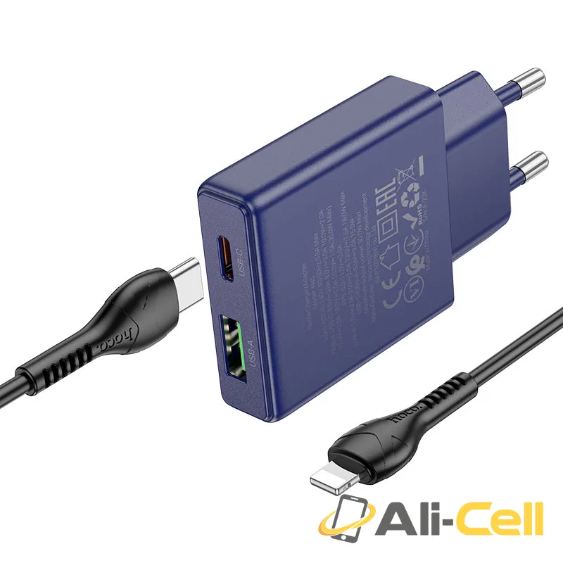 Wall charger “N45 Biscuit” PD30W + QC3.0 EU cable set (N45 Titanium Blue, Single) — 4